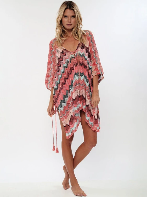 Tunika plażowa, szydełkowa tunika, ażurowa tunika, pareo, bikini cover up