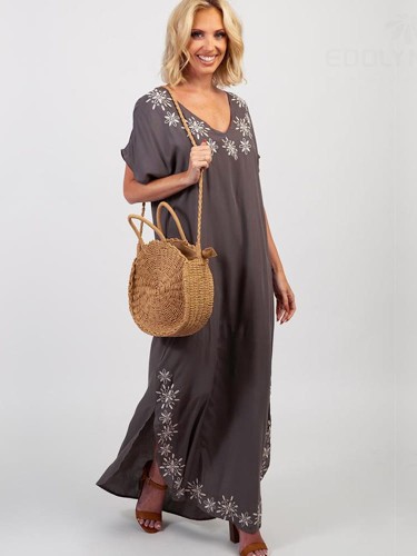 Długa tunika plażowa, sukienka plażowa BOHO, tunika ABAYA