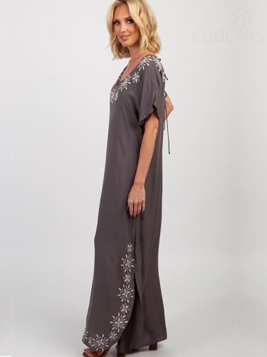 Długa tunika plażowa, sukienka plażowa BOHO, tunika ABAYA