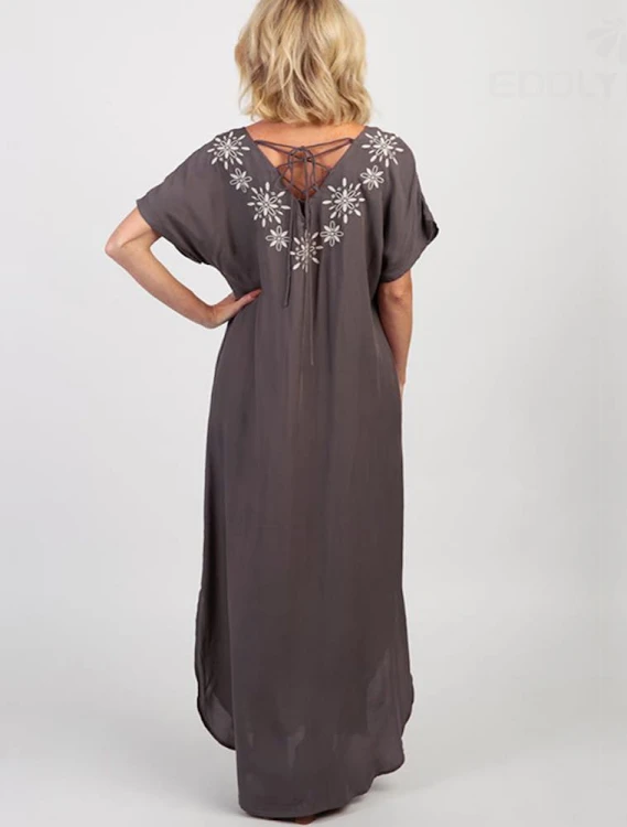Długa tunika plażowa, sukienka plażowa BOHO, tunika ABAYA