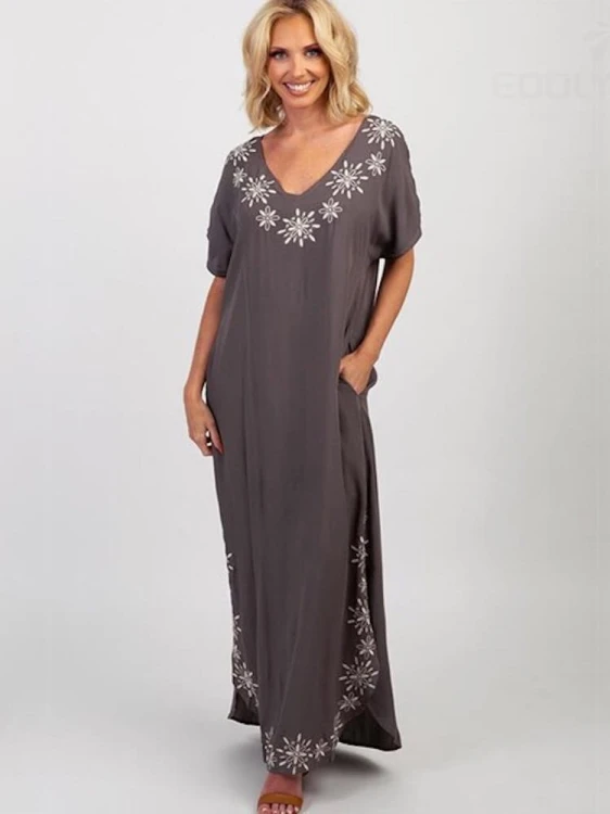 Długa tunika plażowa, sukienka plażowa BOHO, tunika ABAYA