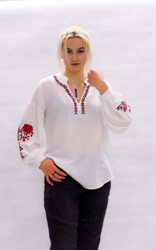 Bluzka koszulowa , biała bluzka, koszula wyszywanka