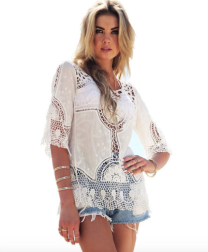 Koronkowa letnia bluzeczka damska, Boho Top 